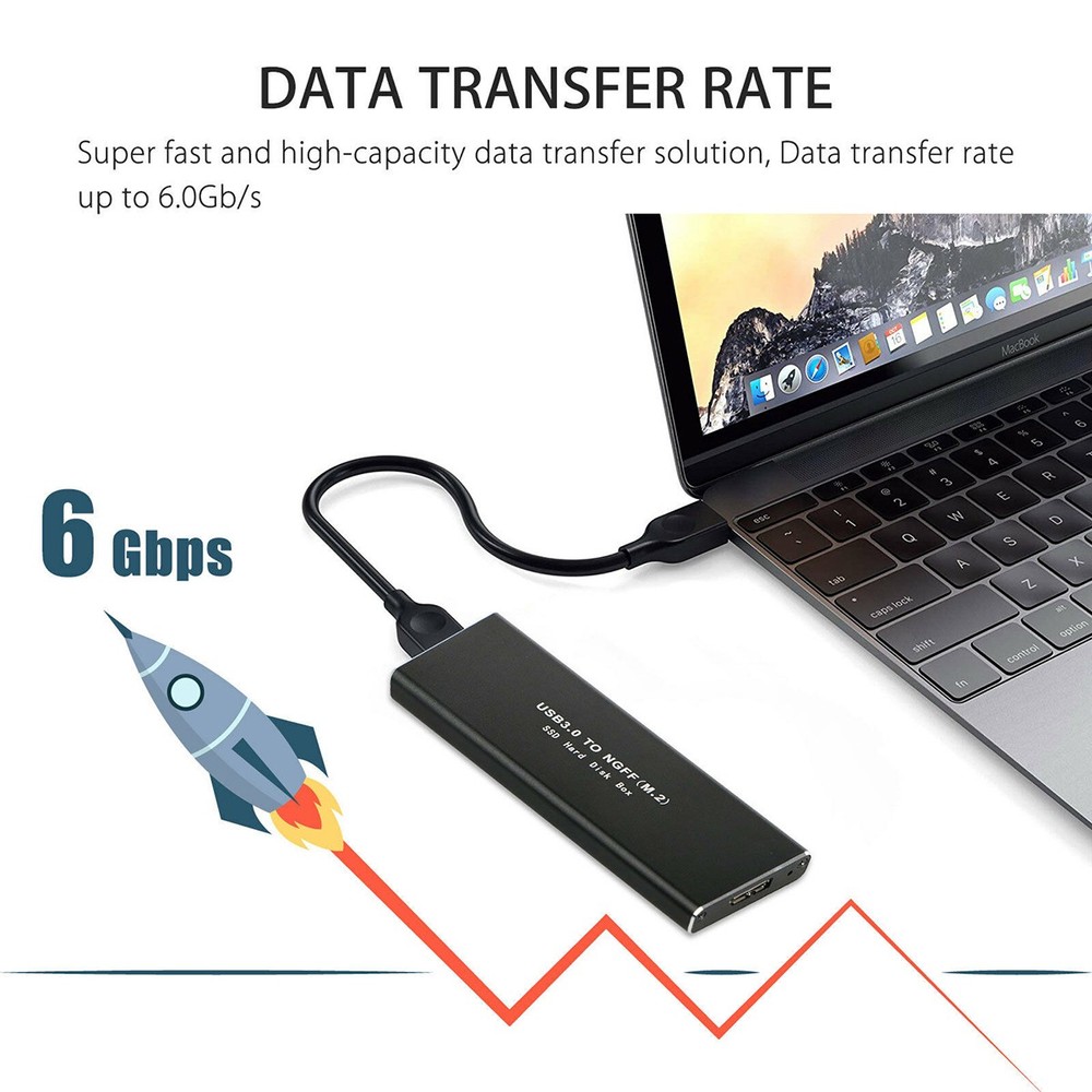 M.2 SATA SSD to 3.0 USB External SSD Reader Converter Adapter Enclosure .