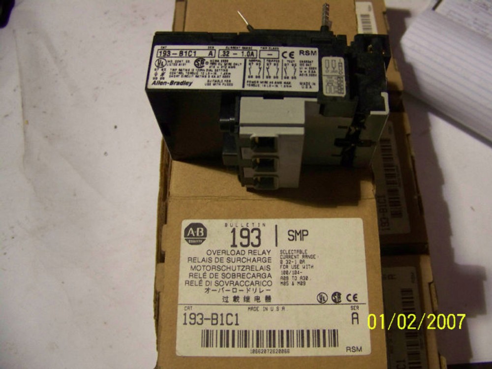 ALLEN BRADLEY OVERLOAD RELAY   PN:  193-B1C1
