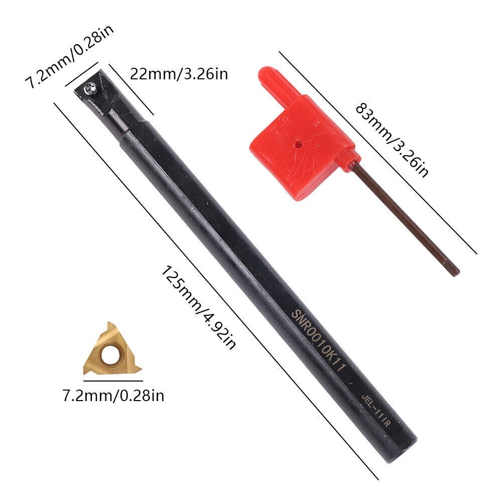 3/8 CNC Lathe Internal Threading Boring Bar Turning Tool Holder + 10 Inserts A60