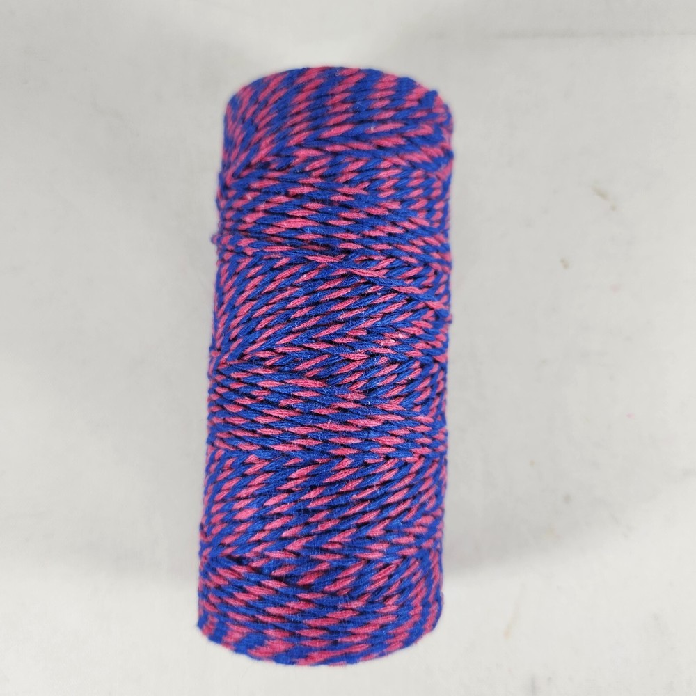 Blue & Pink Striped String Thread Spool Roll