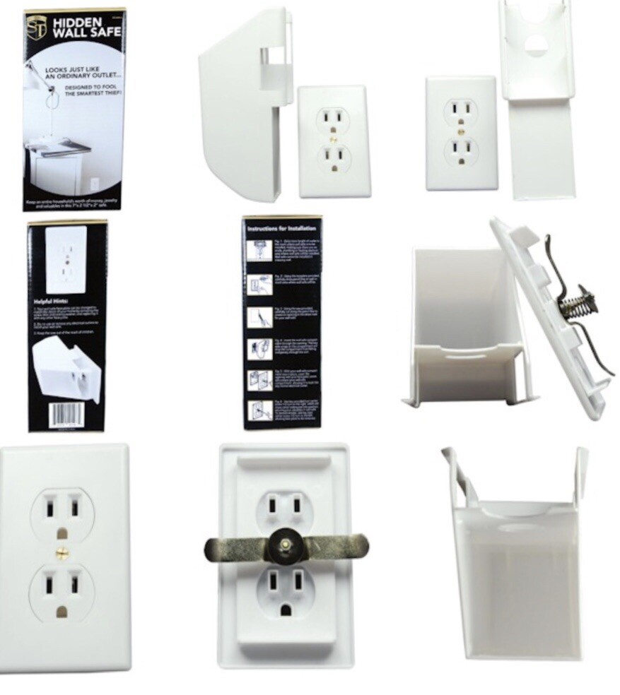 Wall Safe Electrical Outlet Socket Diversion Hidden Home Security Secret Stash
