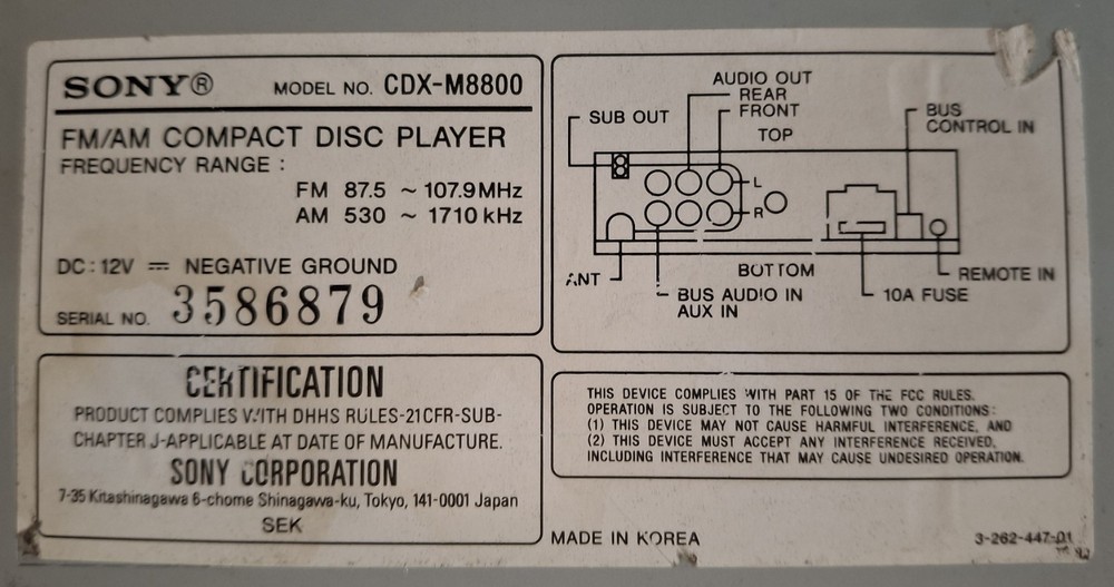 Sony CDX-M8800