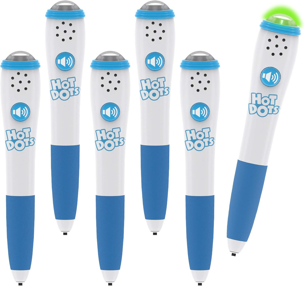 Hot Dots Light-Up Interactive Pen, Set of 6 Pens, Interactive Learning, Compatib