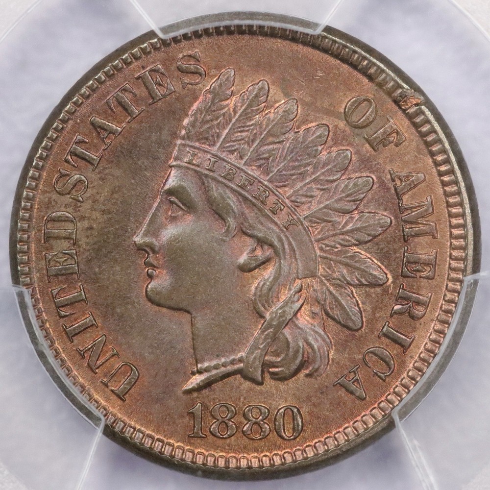 1880 1c Indian Head Cent - PCGS MS 64 RB