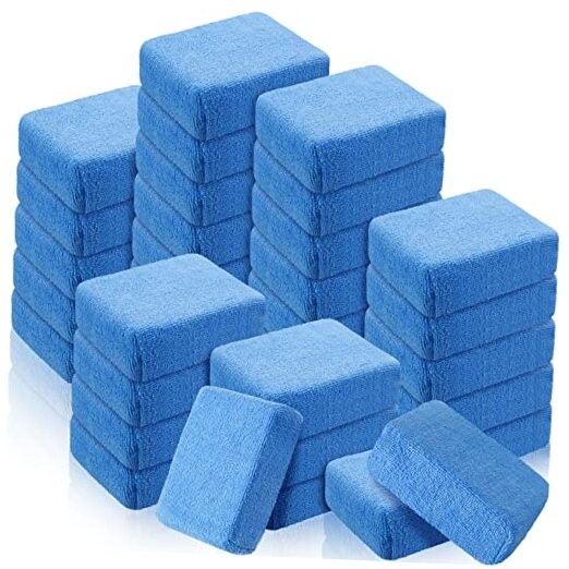 32 Pcs Microfiber Applicator Pads Soft Microfiber Foam Buffing Car Blue