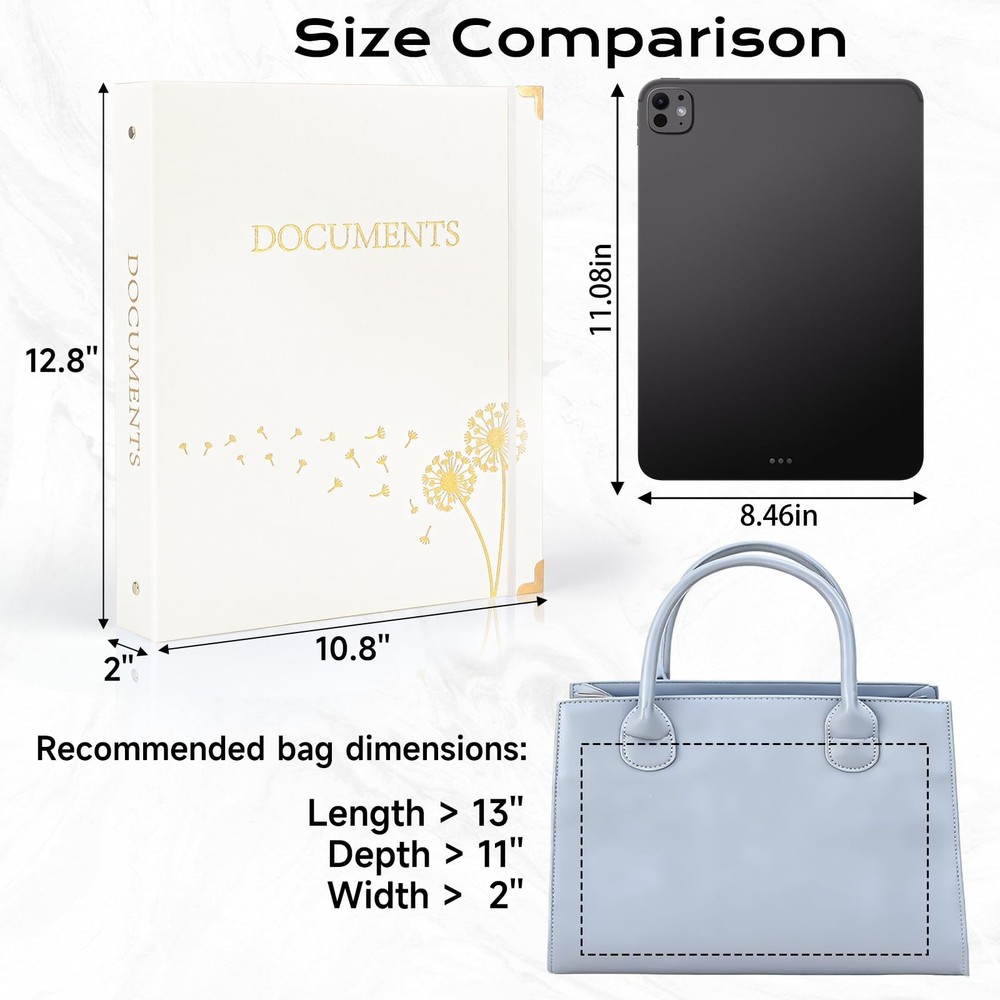 XKDOUS Aesthetic Document Organizer Linen Folio Folders with Pockets, 3-Ring ...