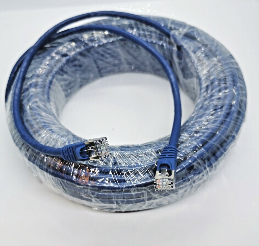 50Ft Cat6a SFTP 26AWG Shielded Patch Cable 100% Pure Copper Wire
