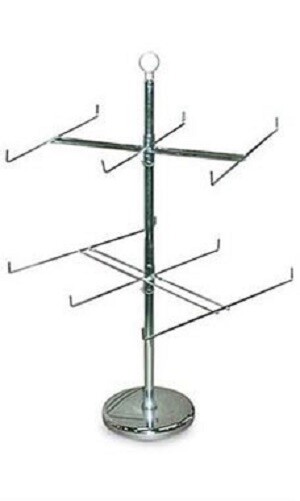Wire Spinner Rack 2 Tier 12 Peg Rotating Chrome Stand Countertop