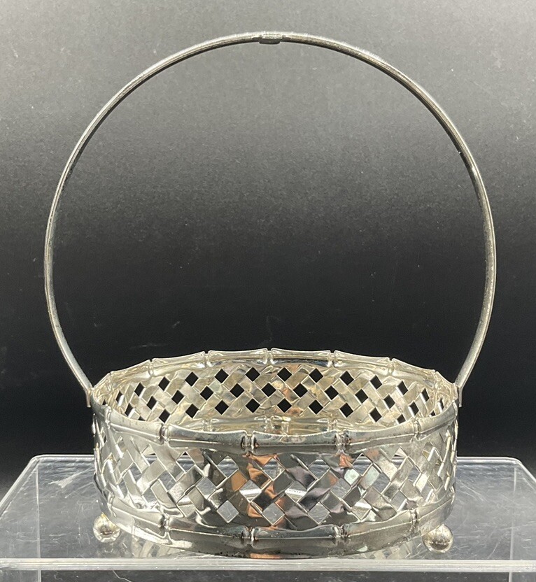 VINTAGE SILVER PLATE BOWL HOLDER WITH UTENSIL HOLDER