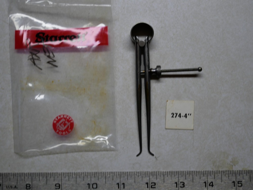 STARRETT 274-4  51302 Size 4" Toolmakers Spring-Type Caliper and Divider,Inside