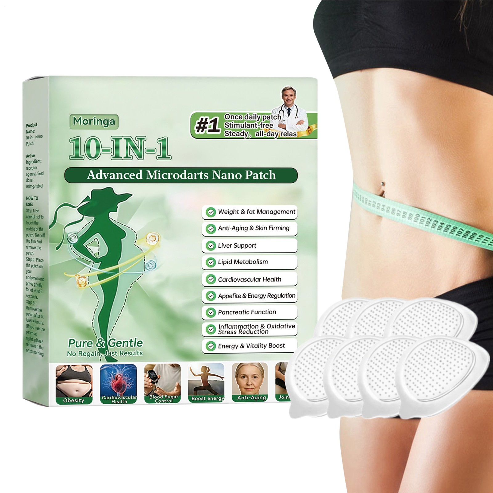 Moringa Berberine x NAD+ 10-in-1 Nano Microneedle Patch