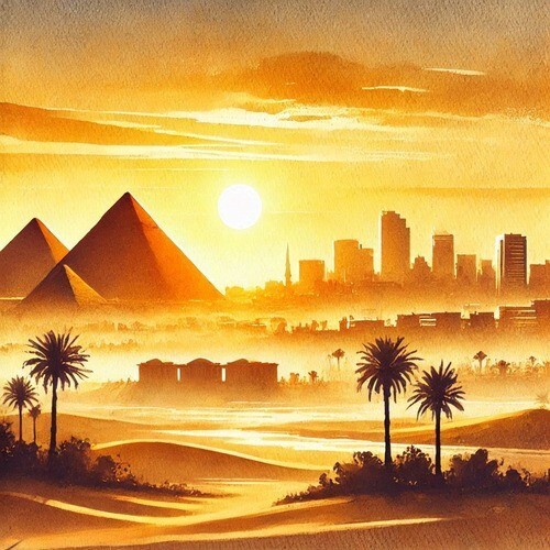 Cairo Watercolor Painting (Digital Image)