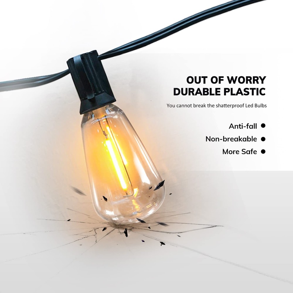 Achin 100FT Outdoor String Lights LED Dimmable Patio Lights String Waterproof...