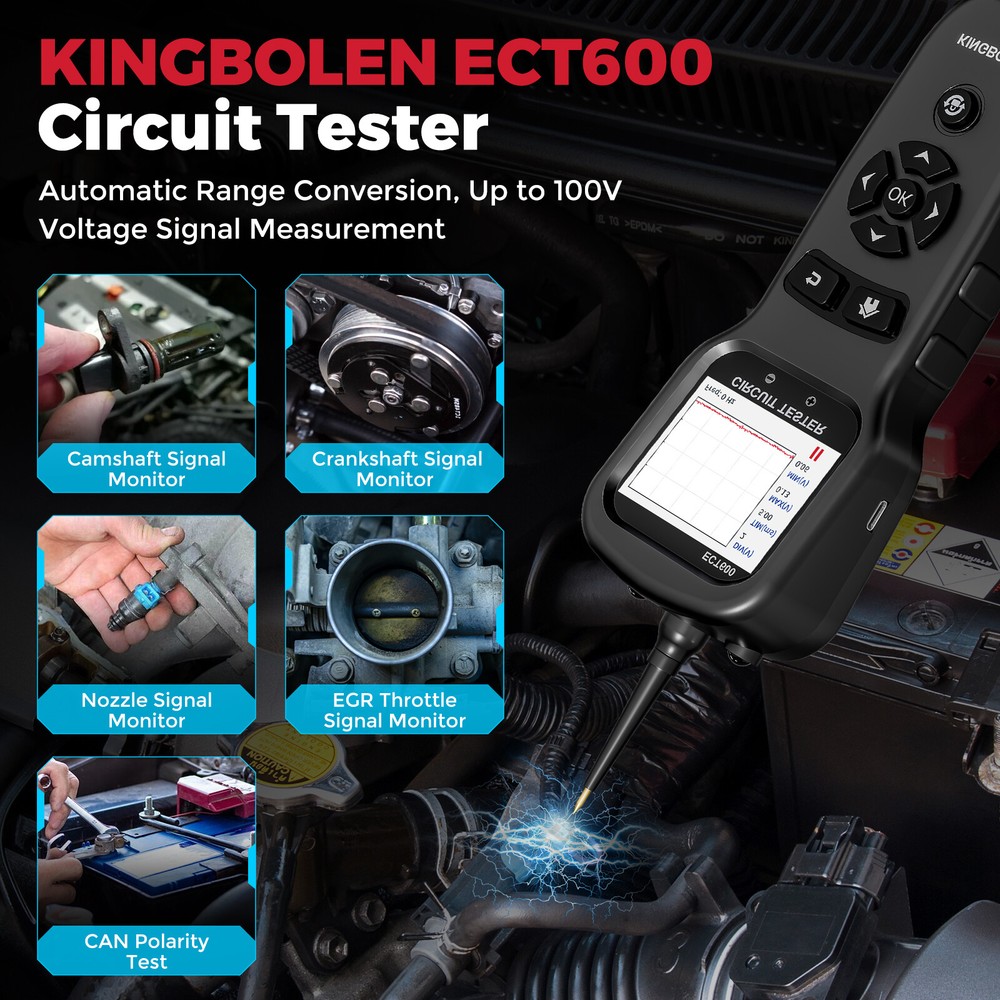 KINGBOLEN ECT600 12V-24V Multi-function Power Circuit Probe Tool Battery Tester