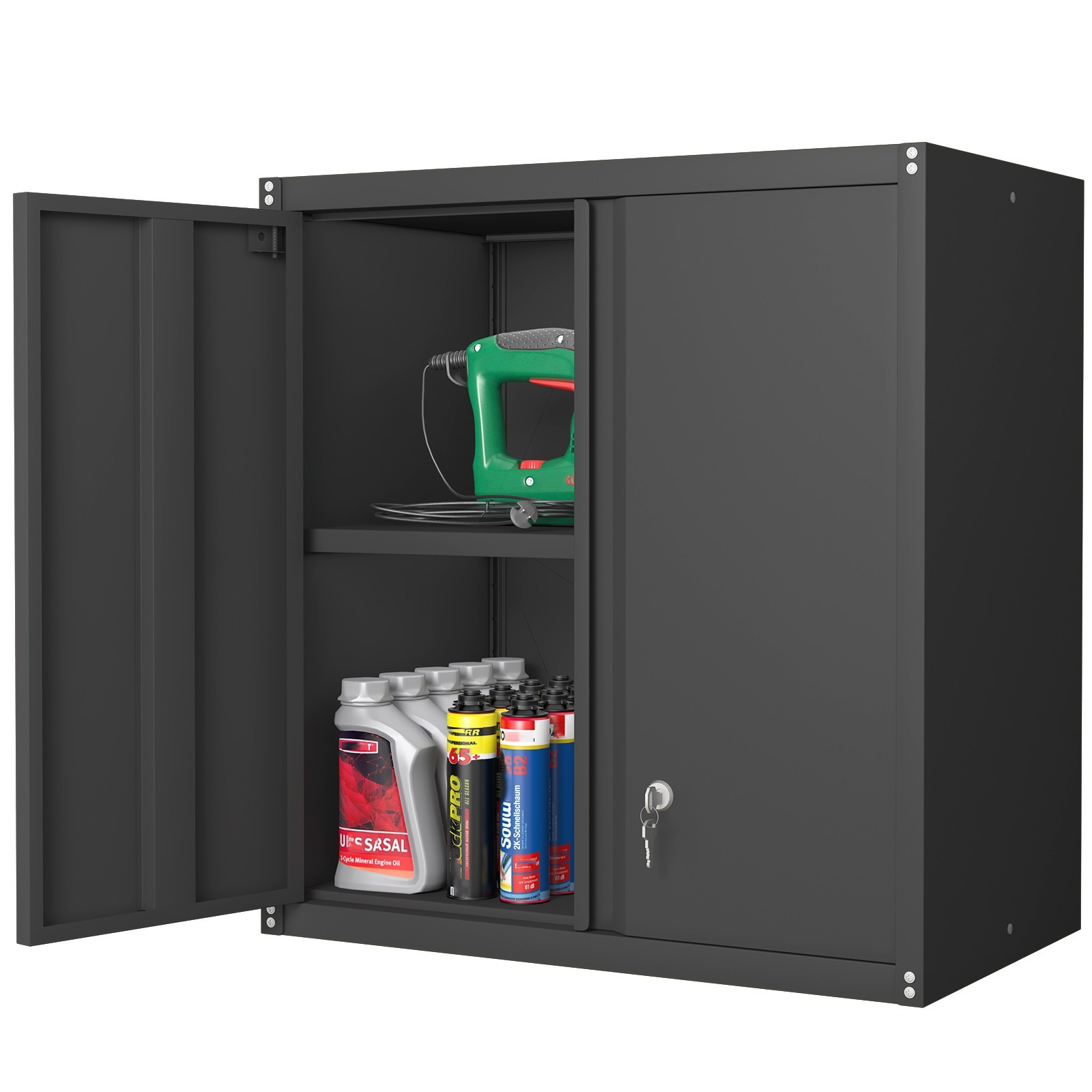 Metal Wall Cabinet, Garage Wall Cabinets With Doors, Locking Storage Cabinet