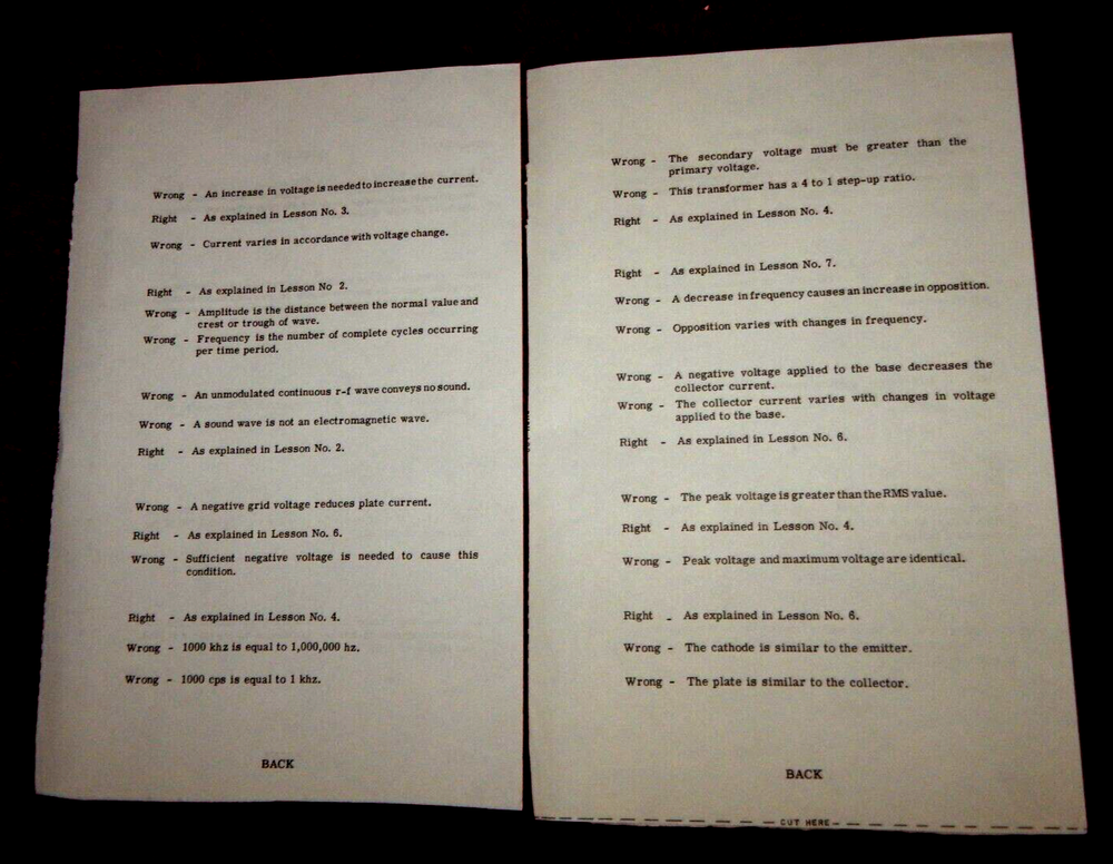 Vtg National Technical Schools Programmed Tutor Electronics Examination No 1