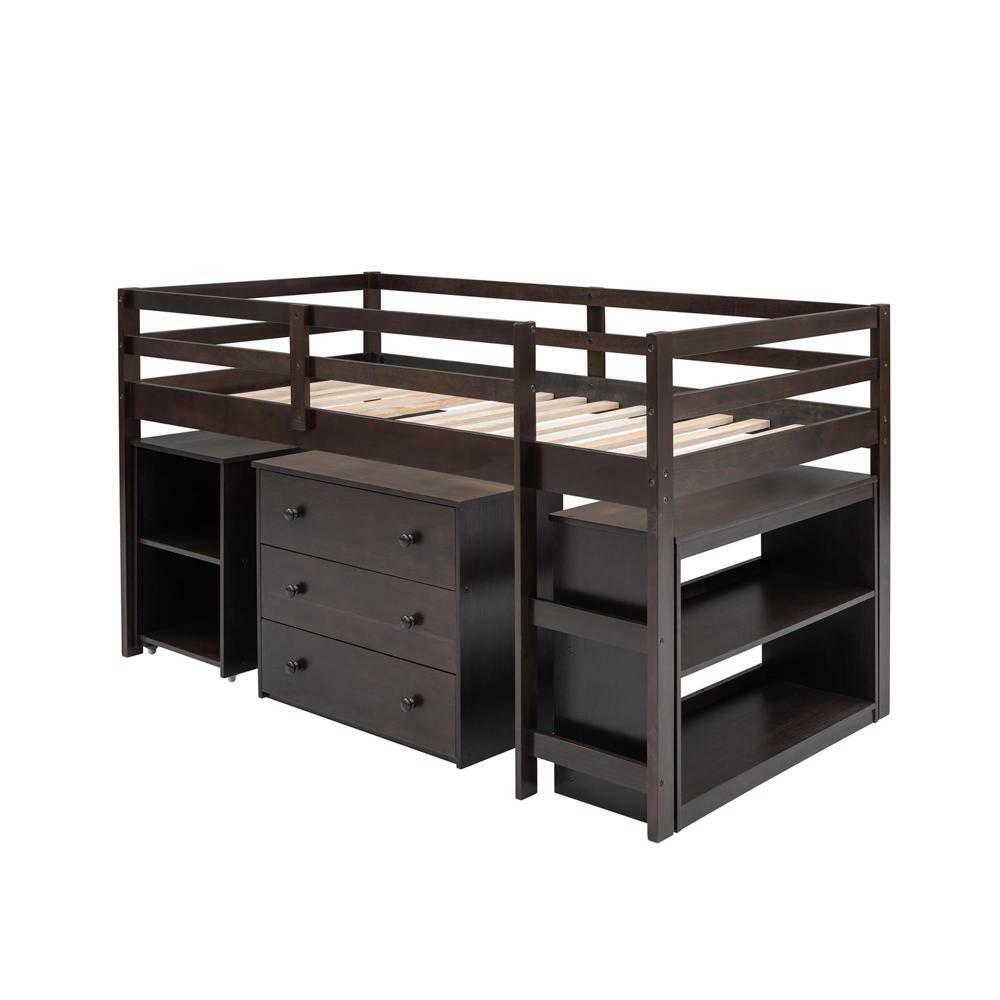 Low Study Twin Loft Bed Espresso
