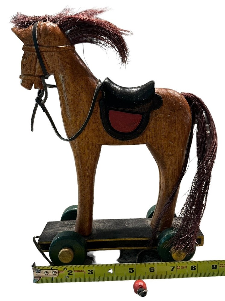 Vintage Horse On Wheels With Pull String