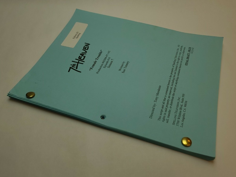 7TH HEAVEN / Sue Tenney 2002 TV Script, Beverley Mitchell "A Cry for Help"