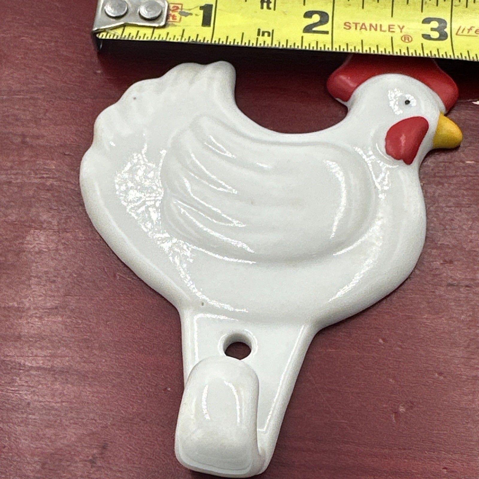 VINTAGE Takahashi Chicken Porcelain Wall Hook Key Towel Hanger Farmhouse
