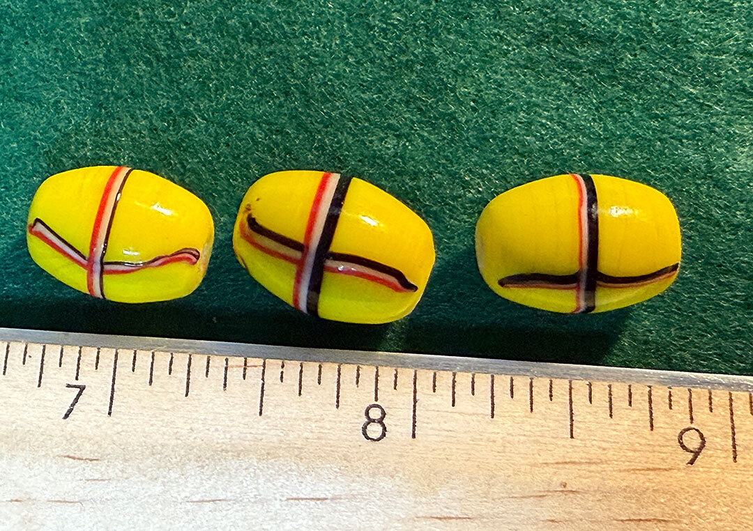 (3) Old Original French Cross Glass Indian Trade Bead Fur Trade 1700s A+ Quality