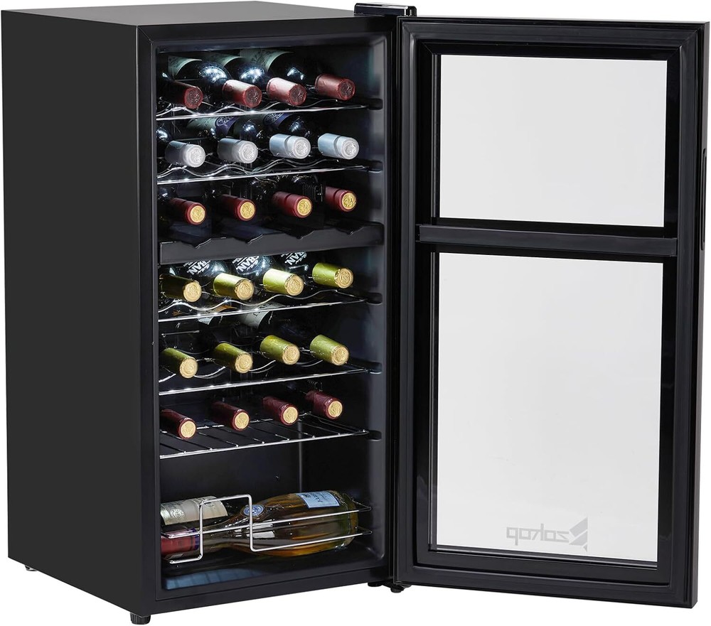 28-Bottle Dual Zone Compressor Wine Cooler,Freestanding Compact Mini Wine Fridge
