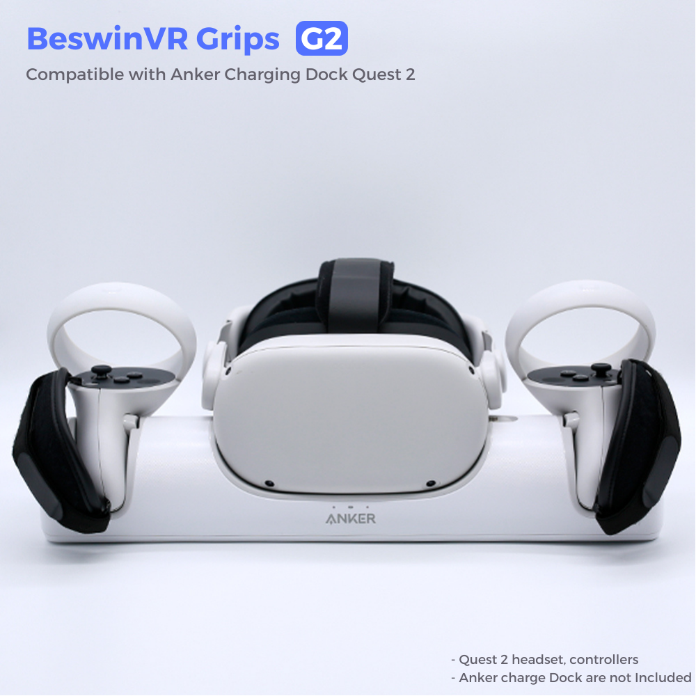 BeswinVR Controller Grips for Anker Charging Dock Meta Quest 2 (Black, 1 Pair)