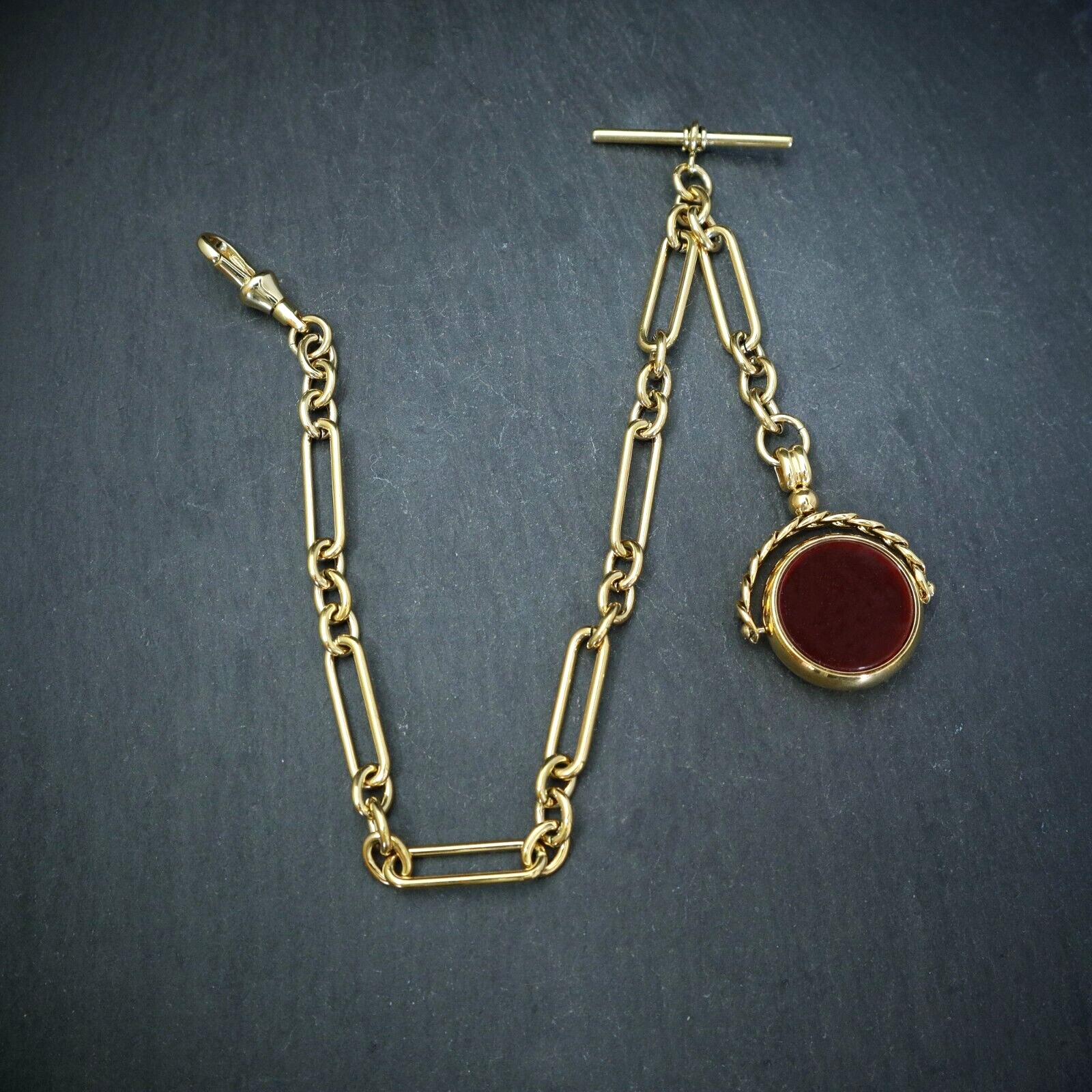 18k Gold Plated Trombone Pocket Watch Albert Chain - Peaky Blinders