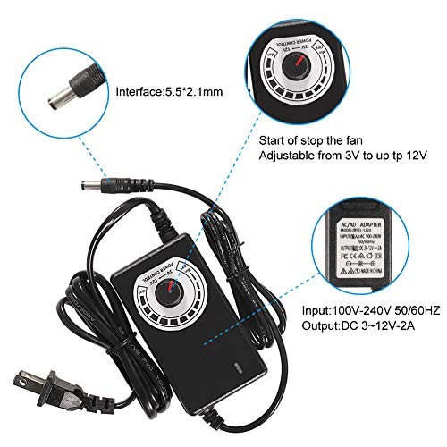 AC Powered Cooling Fan with Speed Controller for Ventilation Exhaust Projects