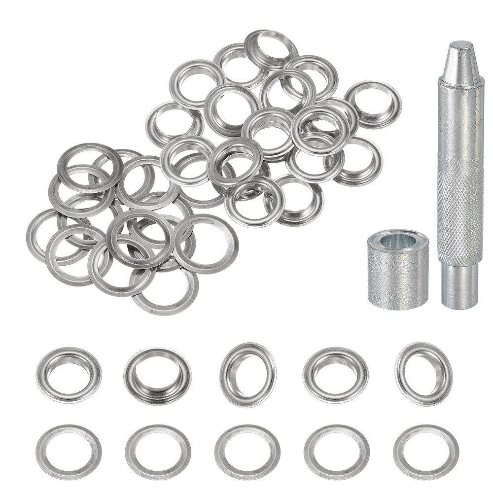 20Set Grommets Eyelets Kit 12mm Copper Eyelets with Setting Tool Silver