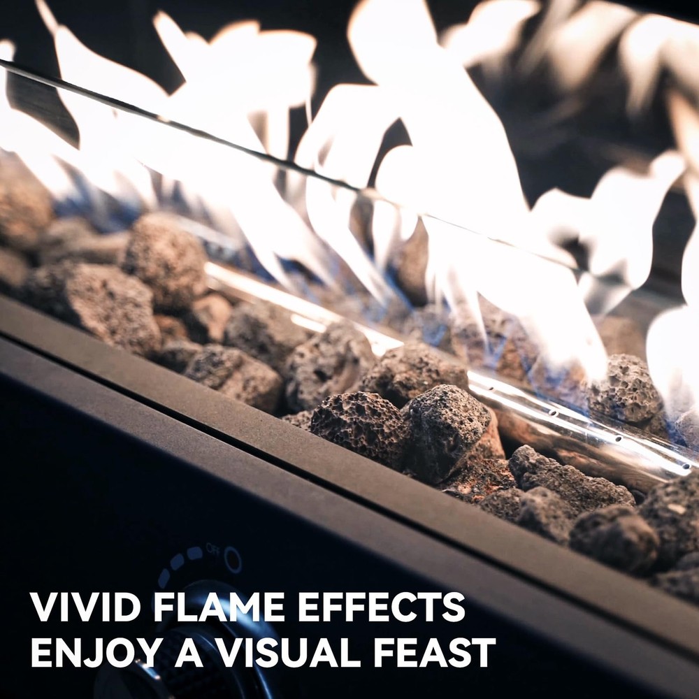 28'' Tabletop Fire Pit Table, Propane Gas Firepit Bottom Mounted for Table wi...