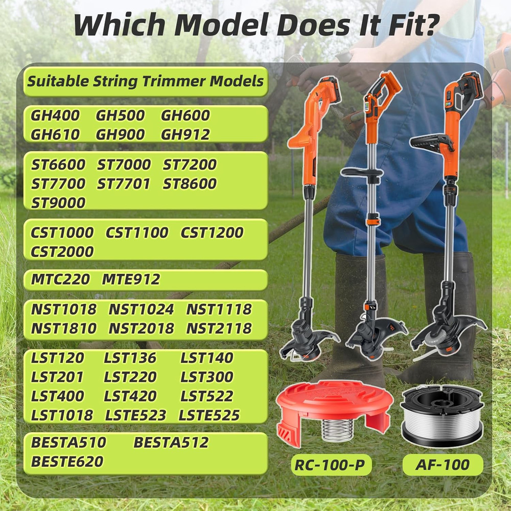 14 Pcs AF-100 Weed Eater Strings Compatible with Black and Decker Weed Eater, 0.