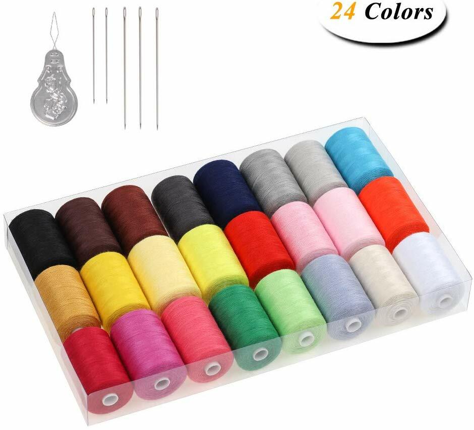 1000 Yards Cotton Sewing Thread Sets Spools Thread for Sewing Machine 24 Colors