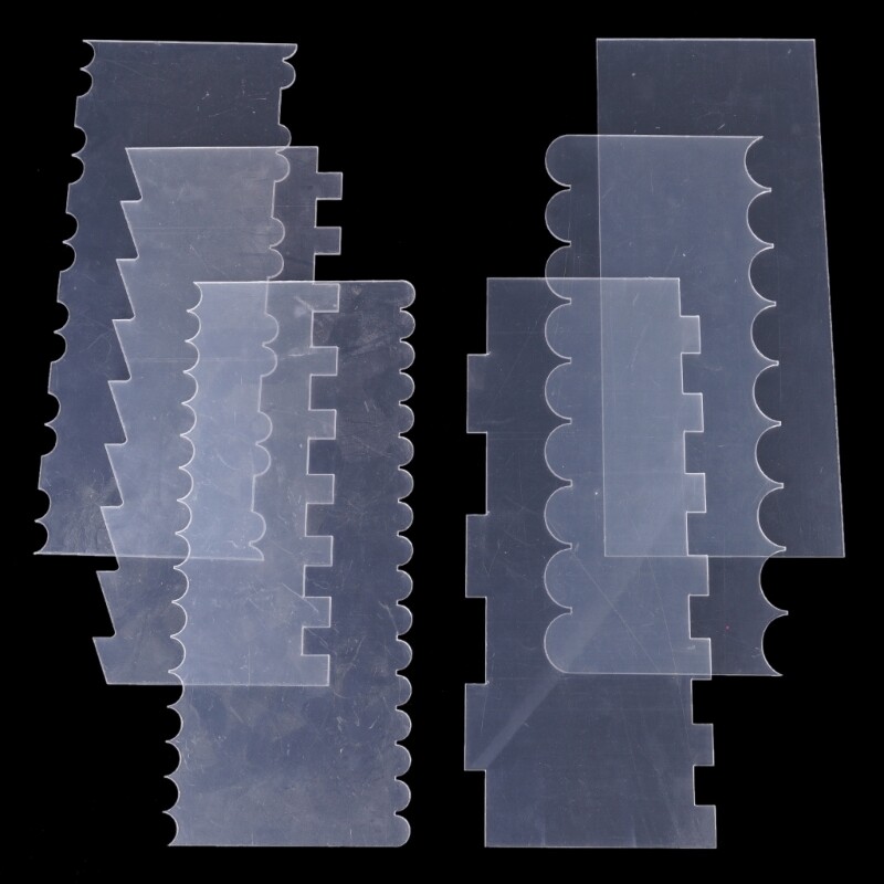 6Pcs Clear Acrylic Cake Scraper Set Decorating Comb Smoother Baking Tool