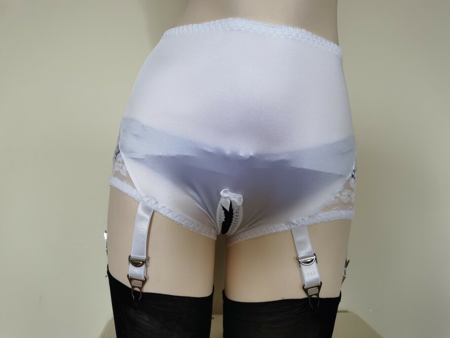 UAS Gloosy High Waist Crotchless Panty Girdle Garter Belt W/ 6 Adjustable Straps