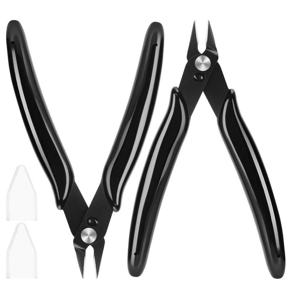 PamMittul 5 Inch Micro Wire Cutters, 2 Pack Precision Flush Black (2 Pack)