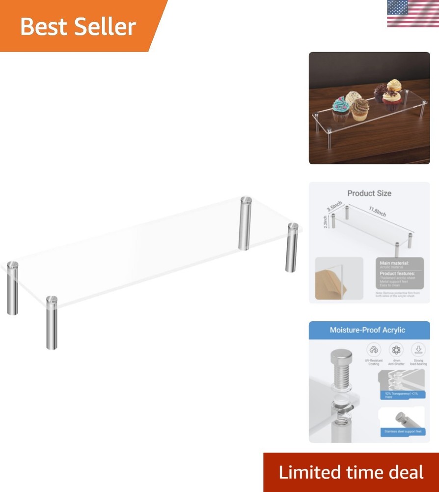 Versatile Acrylic Riser Display Shelf for Cupcakes, Cosmetics & More - 1-Level