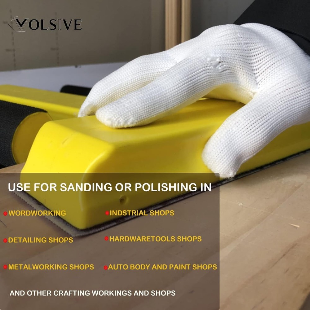 7Pcs Hand Sanding Block Set, Rectangle Handheld Sanding Pad, Hook and Loop Inter