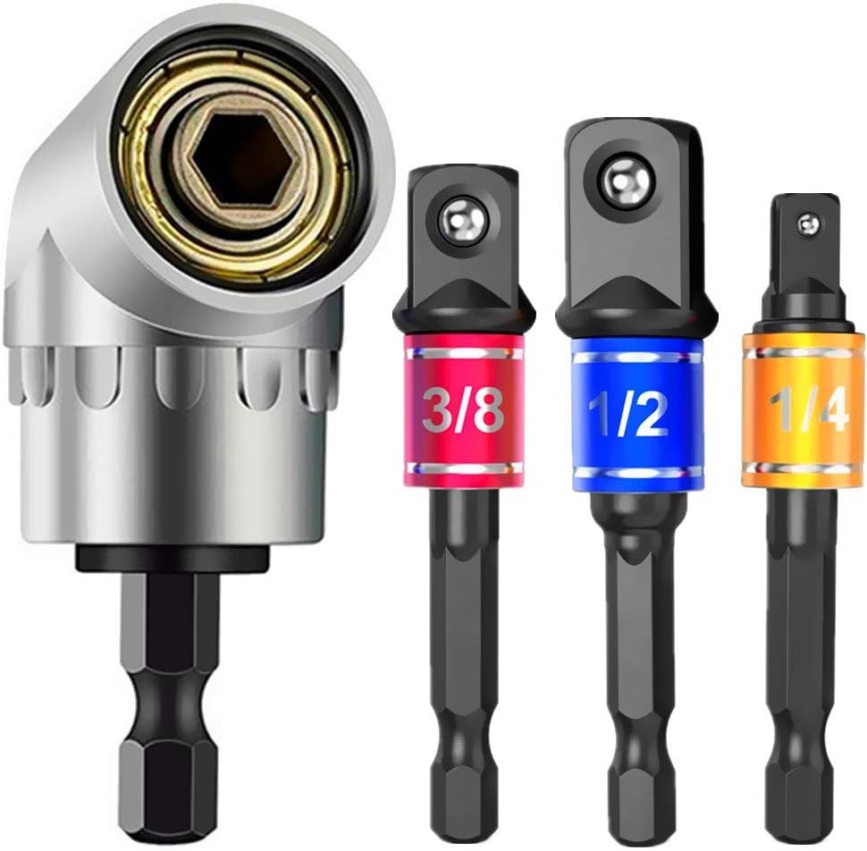 Impact Grade Power Hand Tools Driver Sockets Adapter Onesize, 3black+1silver
