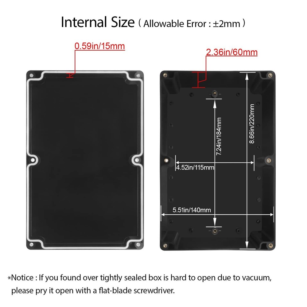 Waterproof Project Box - Compact ABS Junction Box for Electronics 8.9"x5.7"