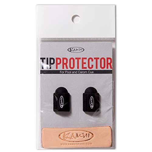 Billiard Cue Tip Protector 2-Pack Leather Burnisher (Black)