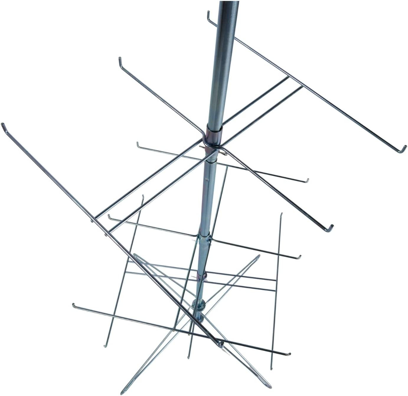 Wire Spinner Rack 4 Tier 24 Peg Rotating Chrome Floor Stand Capacity 50 lb 63 ½"