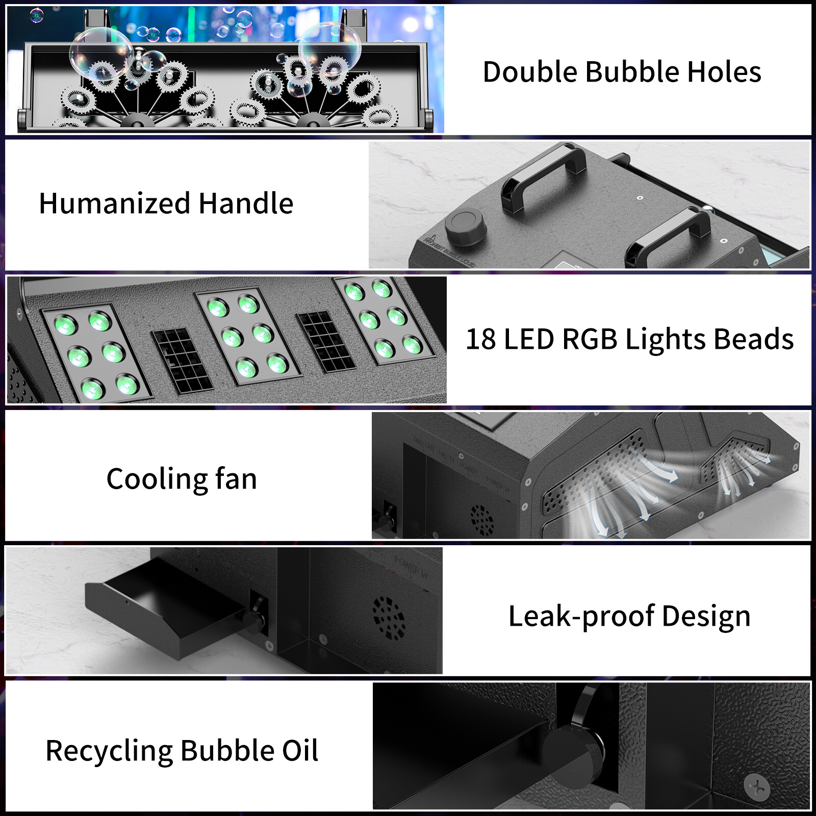 3000W Fog Machine DMX Smoke Fog Bubble Machine Strobe RGB LED Stage Par Lights