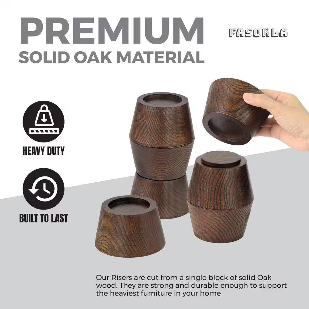 Adjustable Walnut Brown Bed Risers Furniture Risers, Square Table Desk Chair Ris
