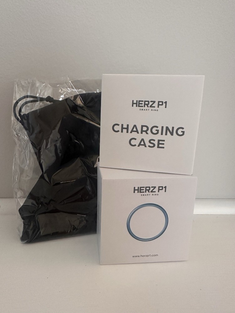 HERZ P1 Smart Ring Activity Tracker Gold Black with Charging Case USB Cable