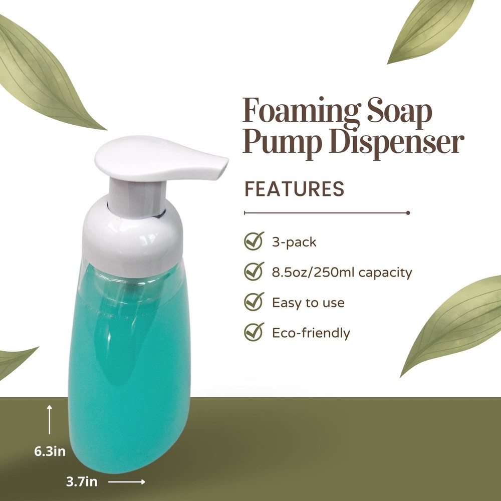 Foaming Soap Dispenser Pump Bottle with Refillable Plastic Container for Shampoo