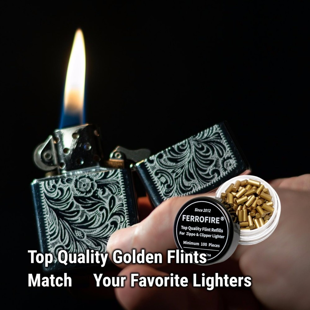 100-Pack Premium Replacement Flints Compatible with Zippo Clipper Lighters | Lon