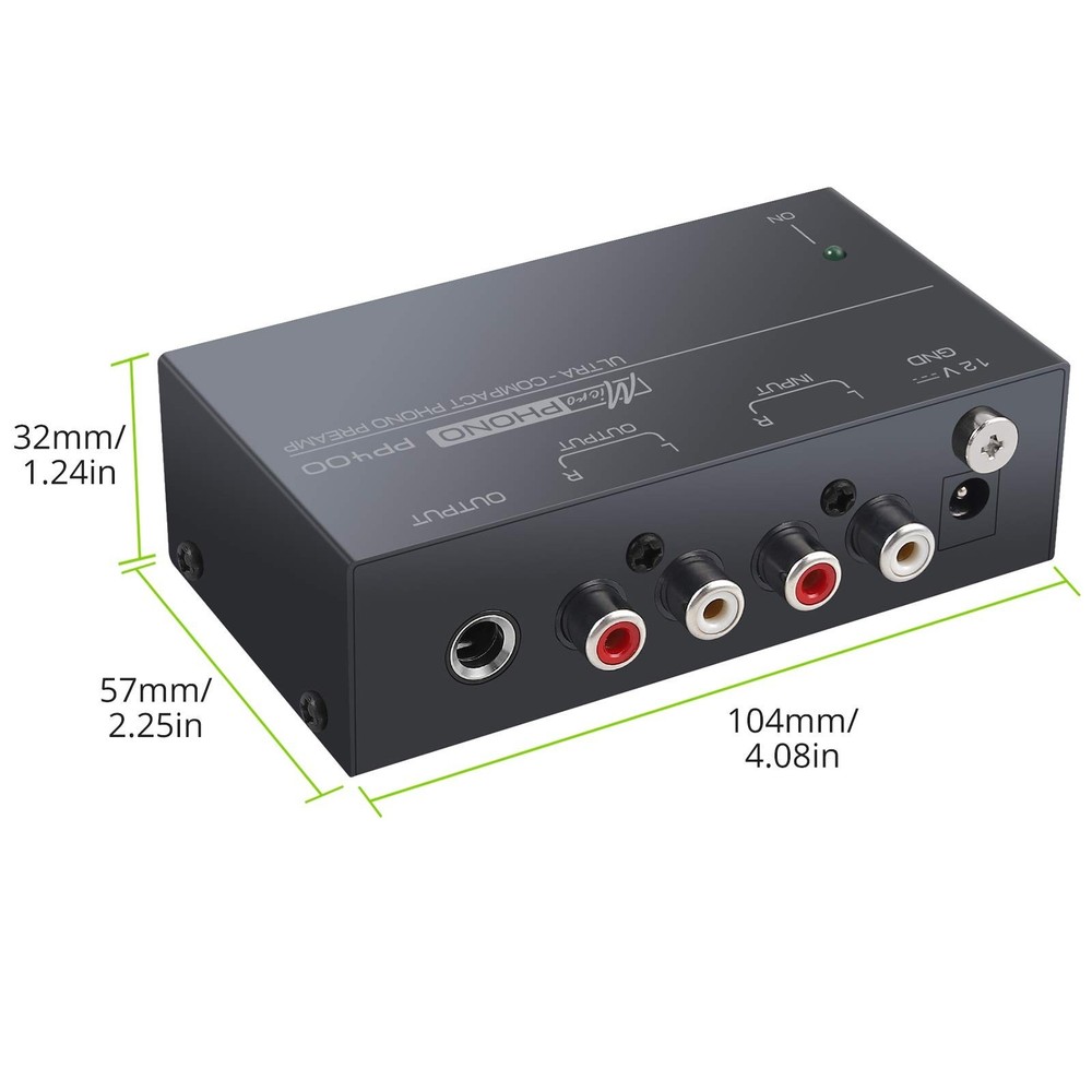 LiNKFOR Phono Preamplifier PP400 + Power Adapter RCA Input Output for Turntable