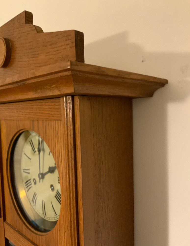 Antique German Junghans Wall Clock , Oak, 1900s