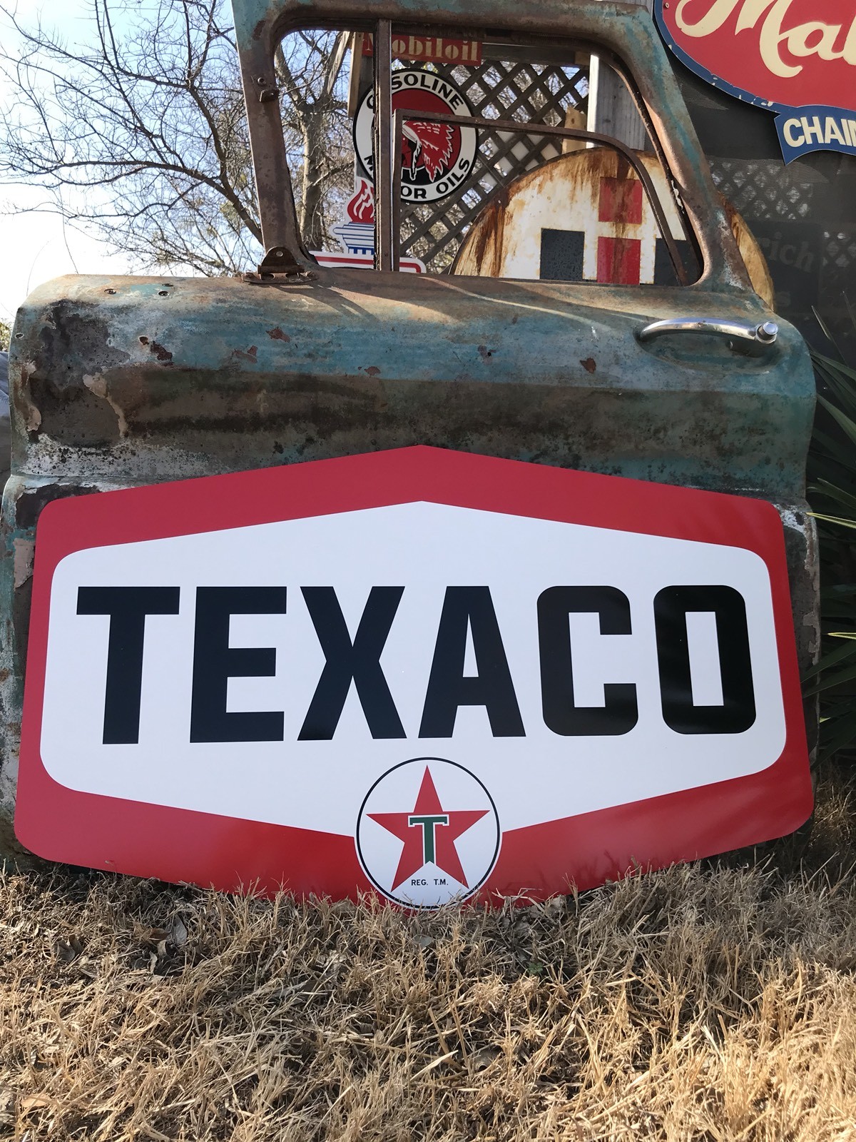 Antique Vintage Old Style Texaco Motor Oil Sign